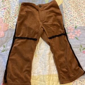 Girl Faux Suede Brown Pants Size 3 3T  with Black Lace Soft